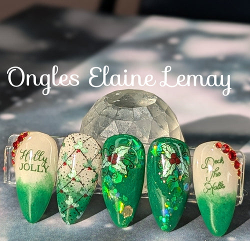 CJS-C-45 Holly Jolly - Ongles Elaine Lemay 