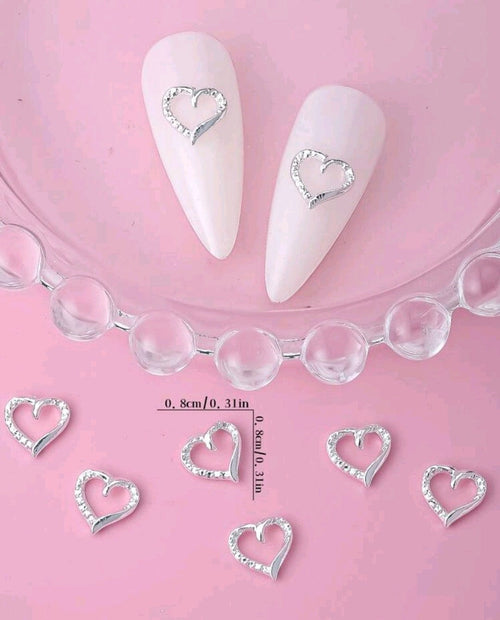 Coeur argent paquet de 10 - Ongles Elaine Lemay 