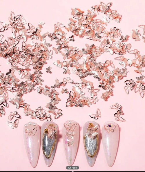 Papillons 3D métalliques (3 options) - Ongles Elaine Lemay 