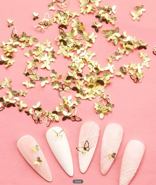 Papillons 3D métalliques (3 options) - Ongles Elaine Lemay 