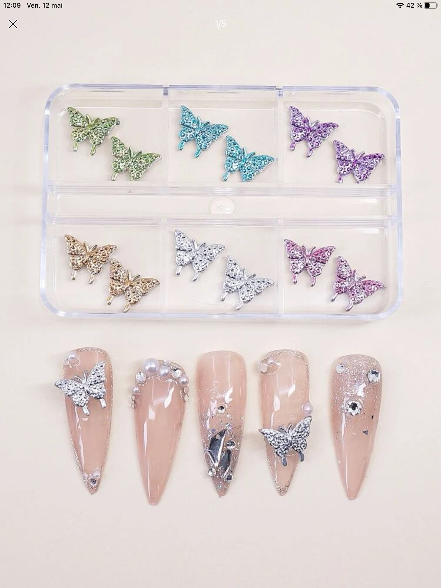 12 papillons en cristal