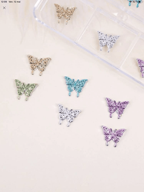 Papillons en cristal (paquet de 12) - Ongles Elaine Lemay 