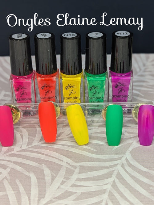 Kit vernis à stamping Néon 2 - Ongles Elaine Lemay