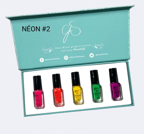 Kit vernis à stamping Néon 2 - Ongles Elaine Lemay