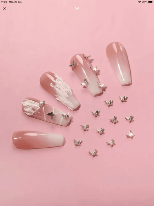 Mini Papillons or ou argent (paquet de 10) - Ongles Elaine Lemay