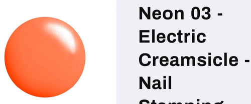 N03 Electric Creamsicle neon vernis à stamping - Ongles Elaine Lemay