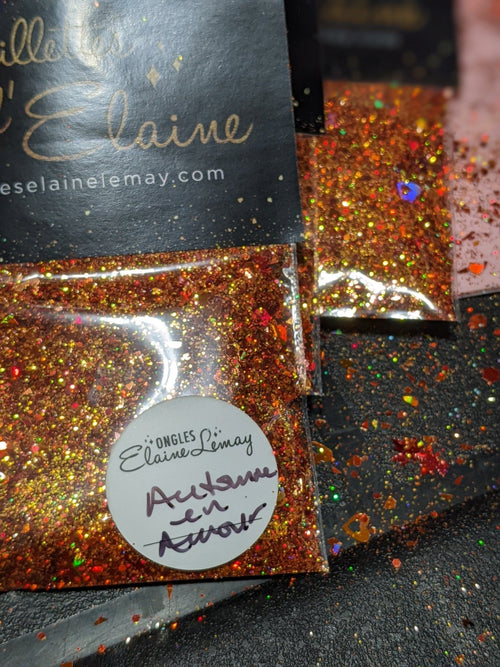 Paillettes Automne en Amour - Ongles Elaine Lemay