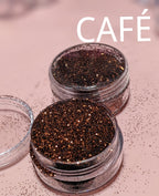 Paillettes Café - Ongles Elaine Lemay