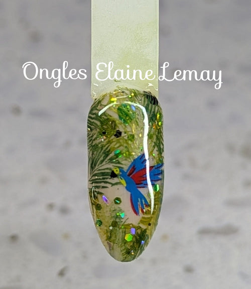 Paillettes Forêt - Ongles Elaine Lemay