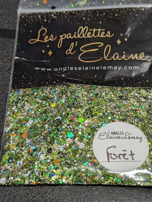 Paillettes Forêt - Ongles Elaine Lemay