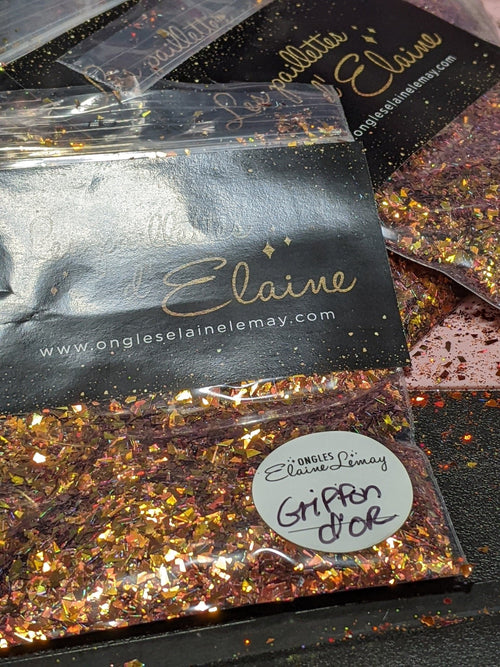 Paillettes Griffon D’Or - Ongles Elaine Lemay