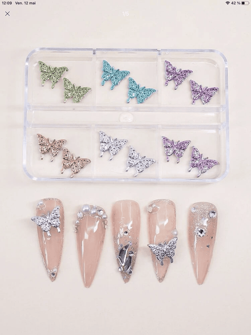 Papillons en cristal (paquet de 12) - Ongles Elaine Lemay