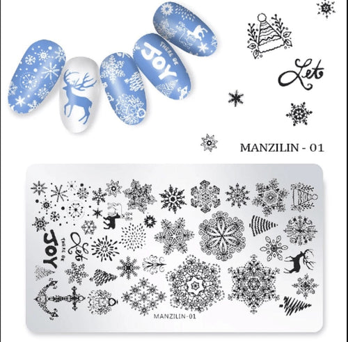 Plaque de stamping manzilin 01 - Ongles Elaine Lemay