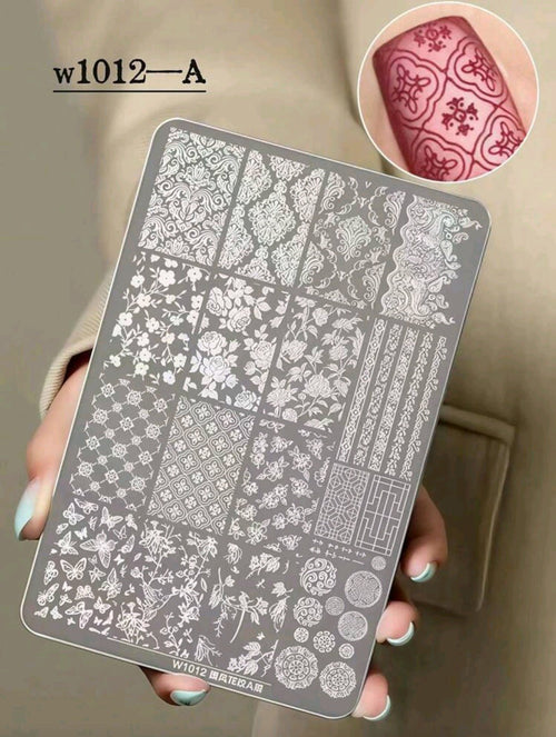 Plaque de stamping W1012 - Ongles Elaine Lemay