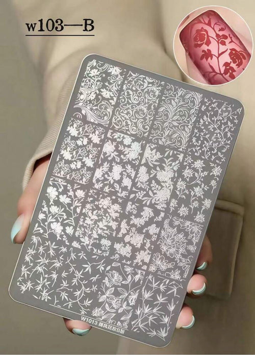 Plaque de stamping W1013 - Ongles Elaine Lemay