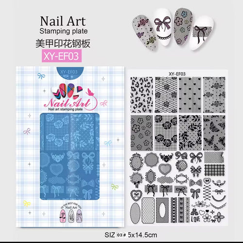 Plaque de stamping XY-EF03 - Ongles Elaine Lemay