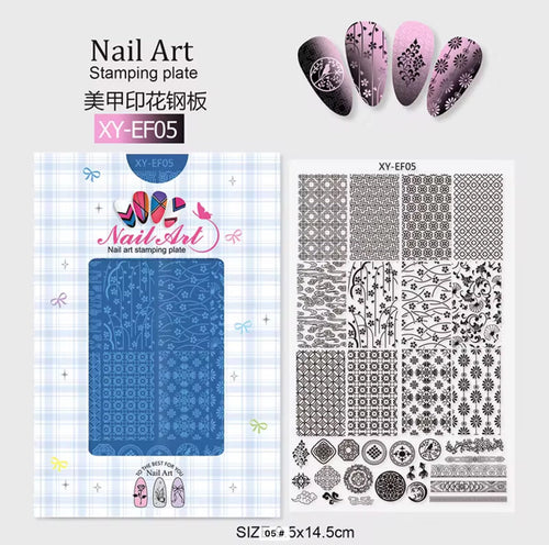 Plaque de stamping XY-EF05 - Ongles Elaine Lemay