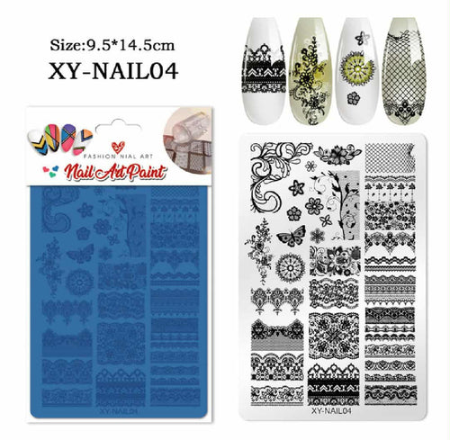 Plaque de stamping XY-NAIL04 - Ongles Elaine Lemay