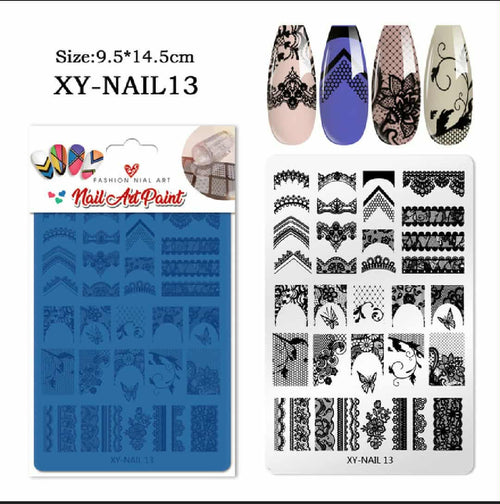 Plaque de stamping XY-NAIL13 - Ongles Elaine Lemay