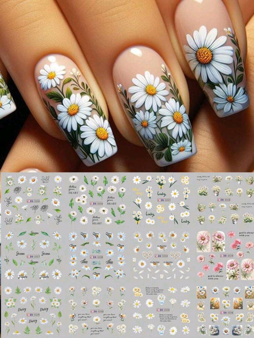 Water decals 12 motifs Marguerite - Ongles Elaine Lemay 