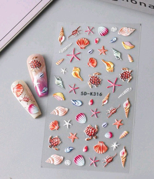 Collant coquillages 3D K316 - Ongles Elaine Lemay 