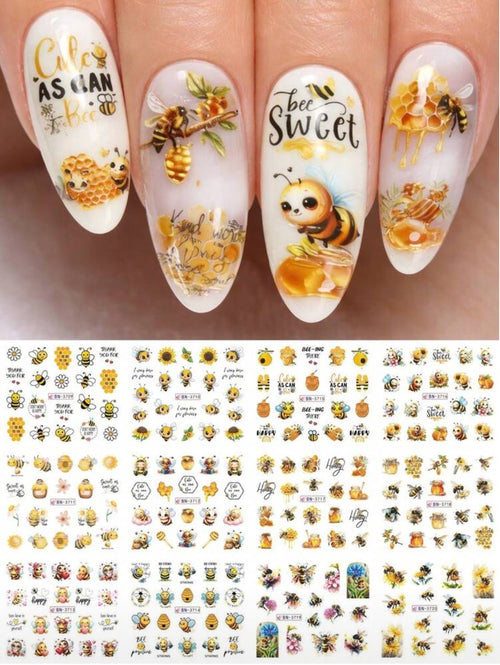 Water decals 12 motifs abeille - Ongles Elaine Lemay