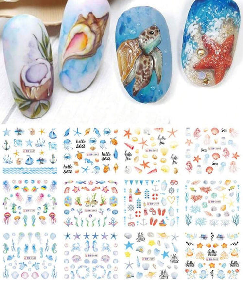 Water decals 12 motifs différents de thématique océan - Ongles Elaine Lemay
