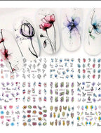 Water decals 12 motifs fleurs - Ongles Elaine Lemay