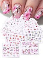 Water decals 24 feuilles de motifs fleurs - Ongles Elaine Lemay
