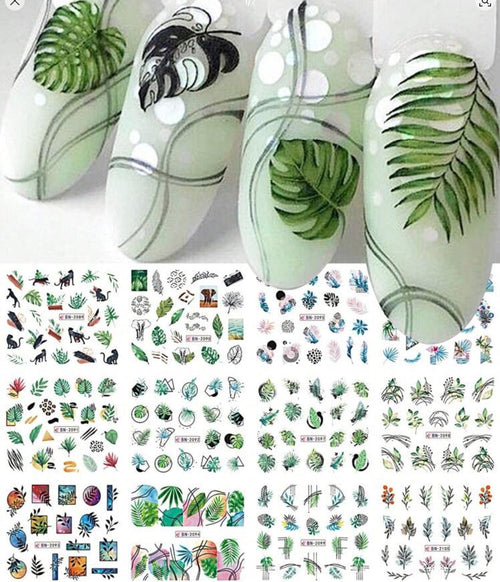 Water decals tropical 12 motifs - Ongles Elaine Lemay