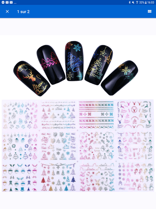 Feuille 12 modèles SW-001 collant HOLO - Ongles Elaine Lemay 