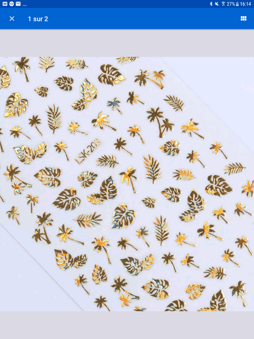 Feuille collants feuillage or - Ongles Elaine Lemay 