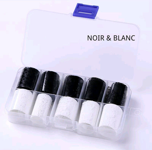 Foil noir & blanc - Ongles Elaine Lemay 