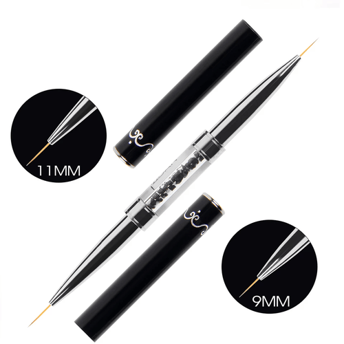 Pinceau détails 2 embouts noir 9mm 11mm - Ongles Elaine Lemay 