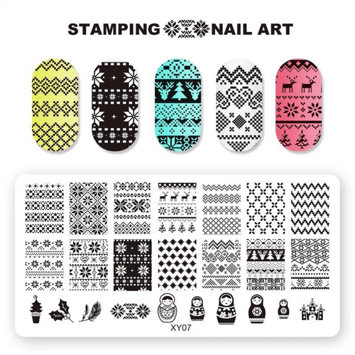 Plaque stamping XY de Noel - Ongles Elaine Lemay 