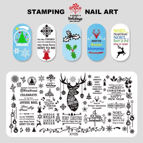 Plaque stamping XY de Noel - Ongles Elaine Lemay 