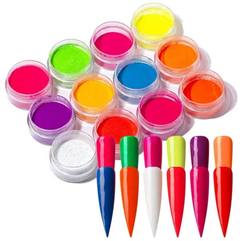 Pigment neon 12 couleurs - Ongles Elaine Lemay 