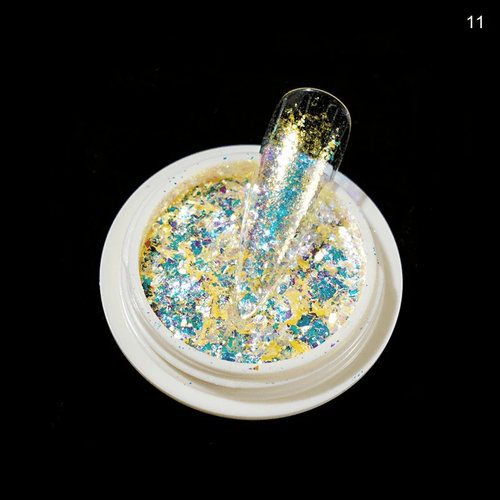 Flakes mermaid opalites - Ongles Elaine Lemay 