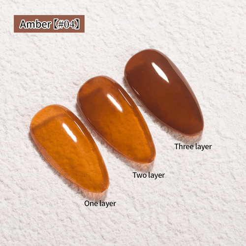 Gel translucide ambré - Ongles Elaine Lemay 