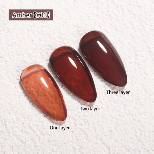Gel translucide ambré - Ongles Elaine Lemay 