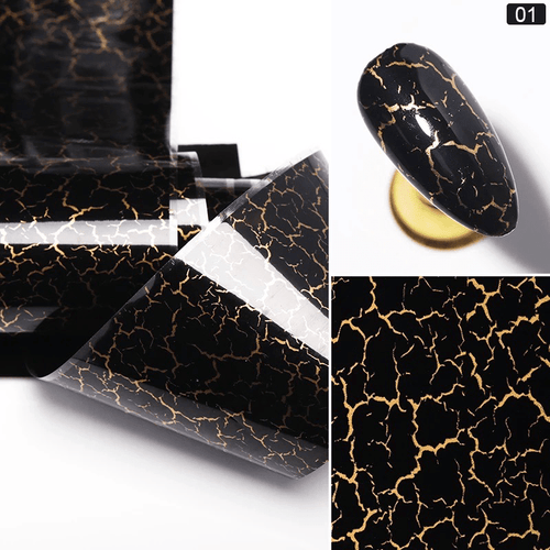 Foil marbré noir ou blanc - Ongles Elaine Lemay 