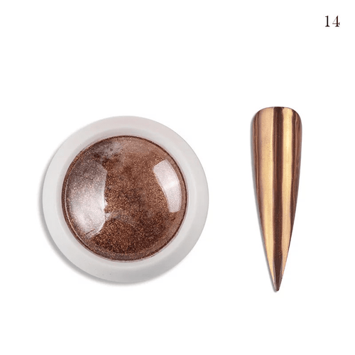 Poudre miroir chrome #14 - Ongles Elaine Lemay 