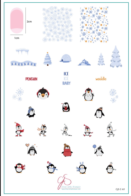 CJS-C-61 Playful Penguins - Ongles Elaine Lemay 