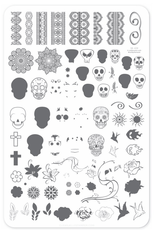 CJS-LC-32 Dark Eyes Calaveras - Ongles Elaine Lemay 