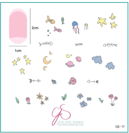 CJS-17 Mini Sea and Stars Doodle - Ongles Elaine Lemay 