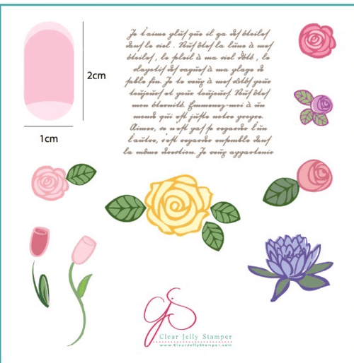 CJS-02 Simple rose & script - Ongles Elaine Lemay 