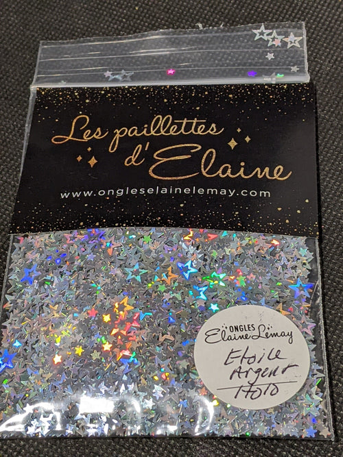 Paillettes Étoiles Argentées Holo - Ongles Elaine Lemay 