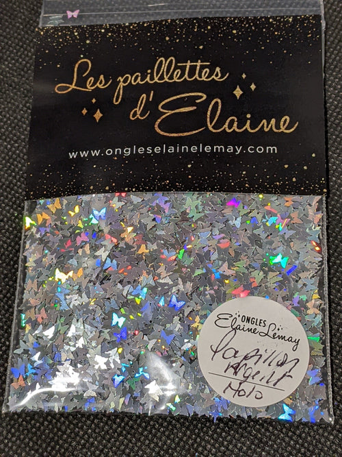 Papillon argent Holo - Ongles Elaine Lemay 