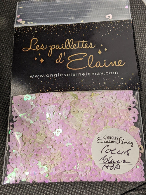 Cœurs blanc holo - Ongles Elaine Lemay 