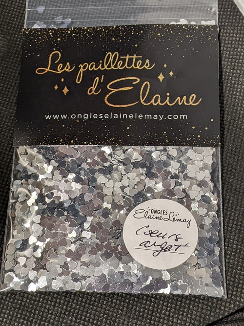Cœurs argent - Ongles Elaine Lemay 